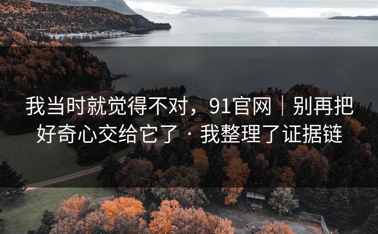 我当时就觉得不对，91官网｜别再把好奇心交给它了 · 我整理了证据链