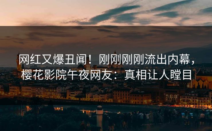 网红又爆丑闻！刚刚刚刚流出内幕，樱花影院午夜网友：真相让人瞠目